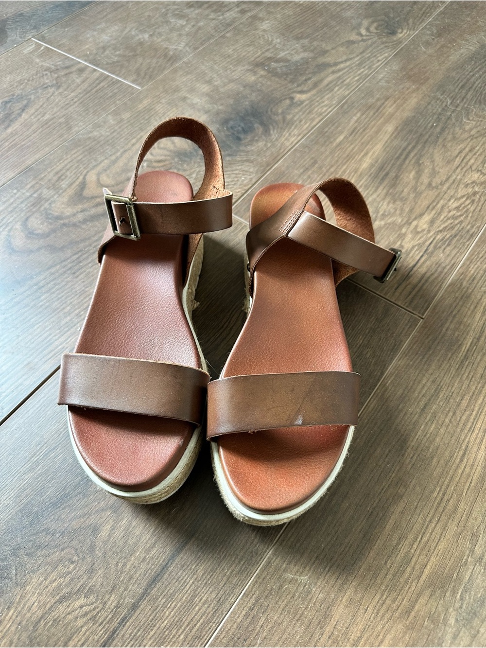 Francesca's Collections Brown Leather Platform Sandals